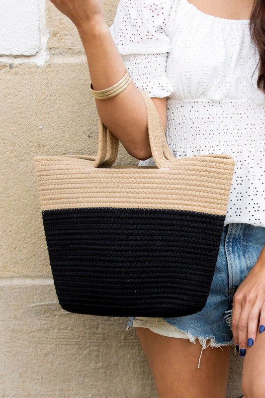 Colorblock Woven Tote