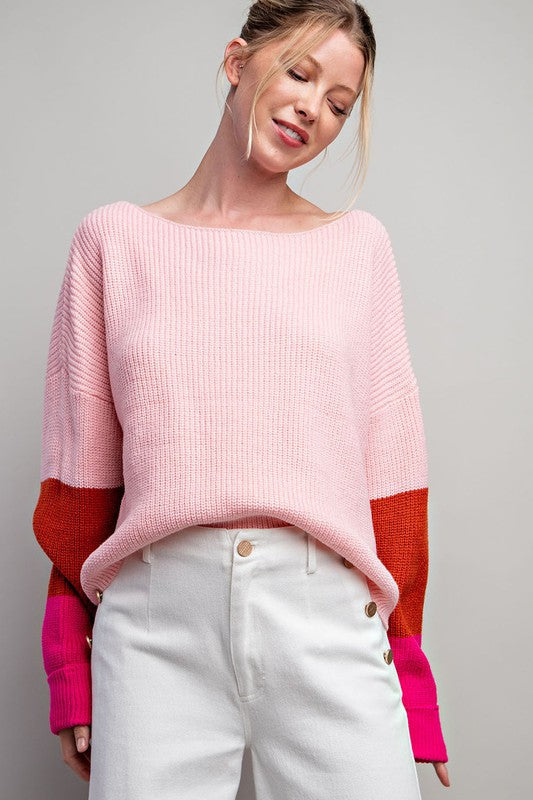 Color Block Long Sleeve Sweater