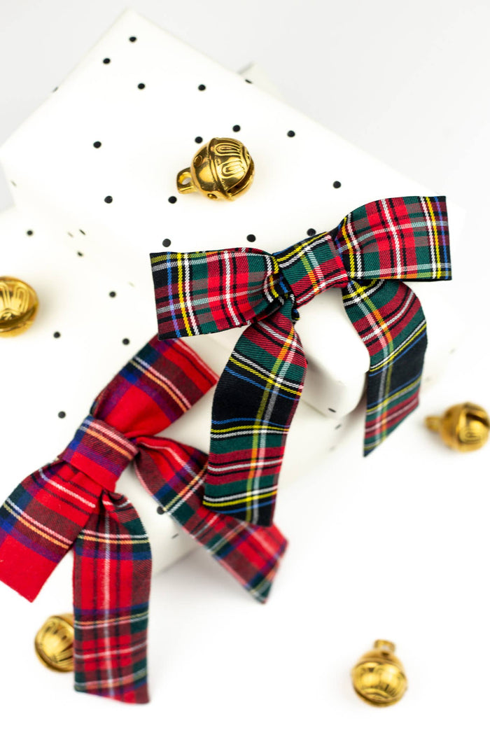 Red Plaid Flannel Bow Barrette