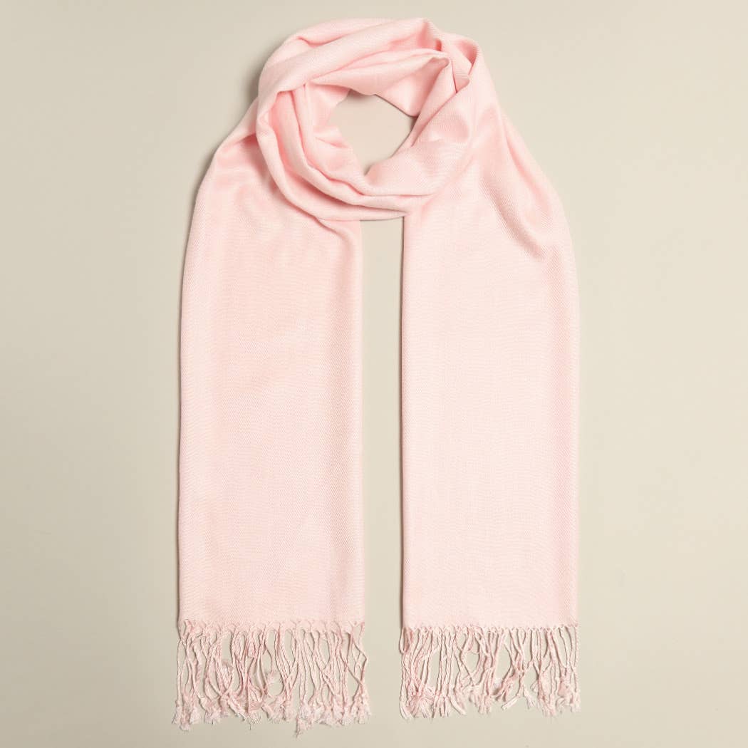 Pink Pashmina Shawl Scarf Wrap with Fringes
