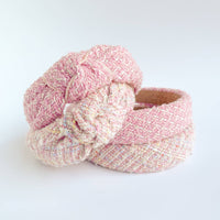 Pink Tweed Sparkle Padded Knot Headband