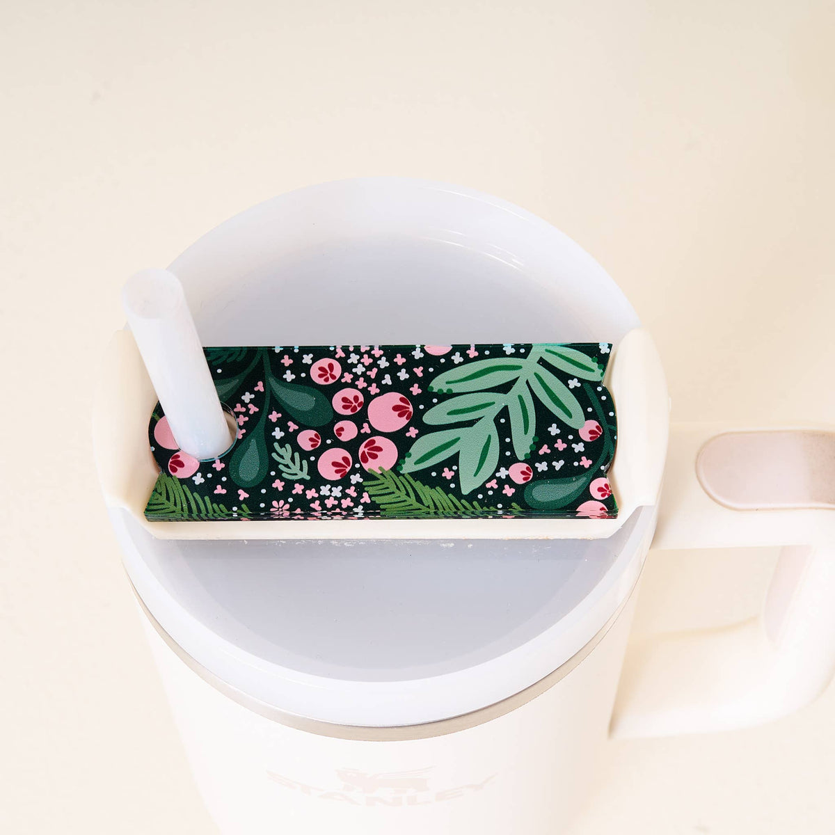 Jolly Sprig Green Tumbler Lid Tag