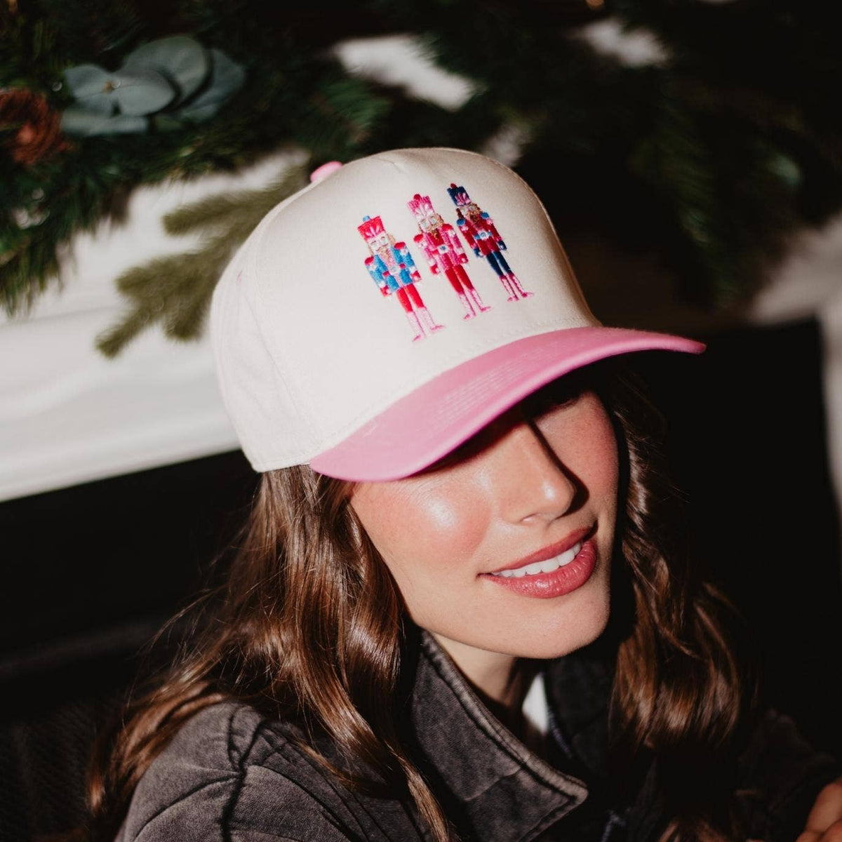 Nutcrackers Vintage Christmas Trucker Hats (Pink)