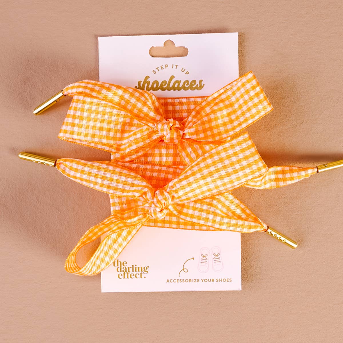 Step It Up Shoelaces–Gingham Orange