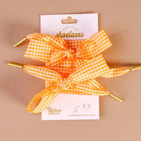 Step It Up Shoelaces–Gingham Orange
