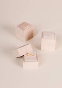 Square Velvet Jewelry Box - Cream