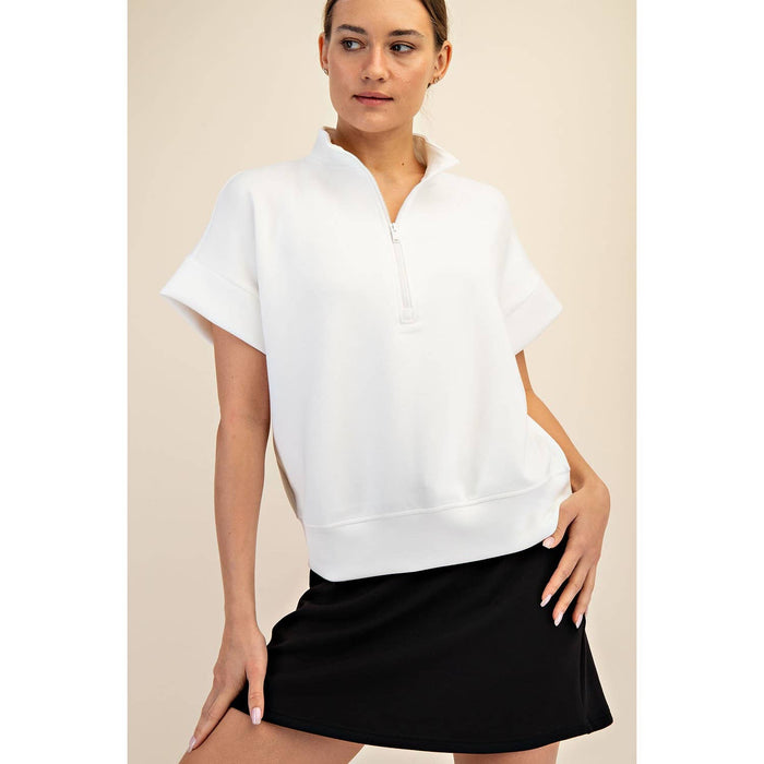 Cream Quarter Zip Top