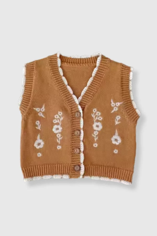 Cotton Floral Sweater Vest