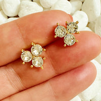 Trio Crystals Stud Earrings