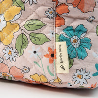 Pink Floral Quilted Cotton Bag - Travel Makeup Bag