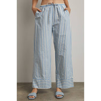 Blue Striped Wide Leg Pants