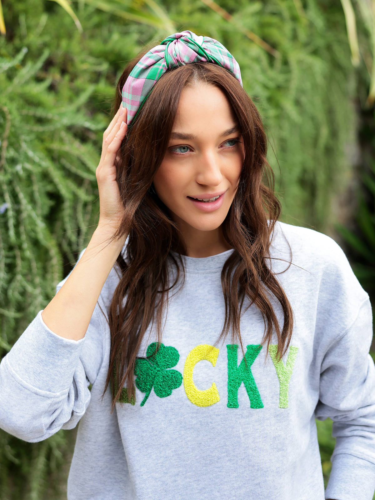 PLAID KNOTTED HEADBAND