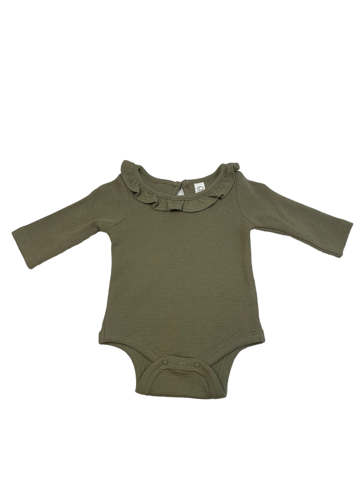 Spruce Waffle Knit Ruffle Bodysuit
