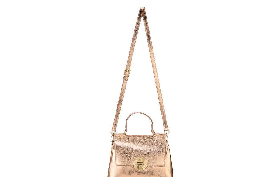 Ladies Faux Leather Handbag: Rose Gold