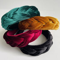 Cranberry Velvet Braided Headband
