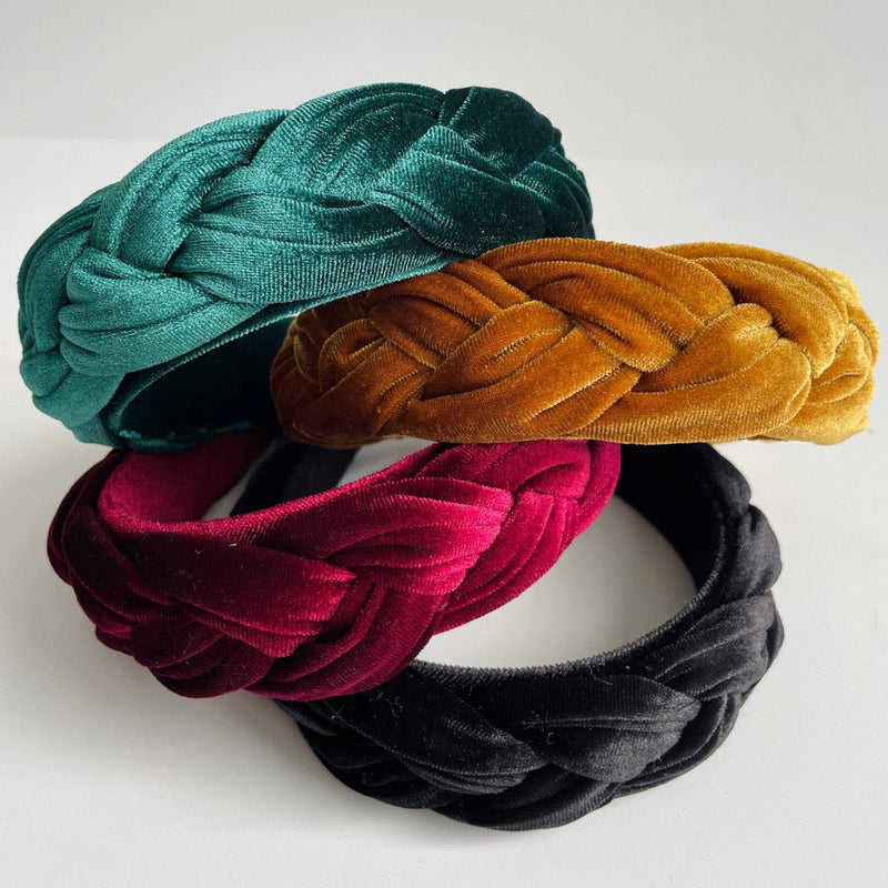 Cranberry Velvet Braided Headband