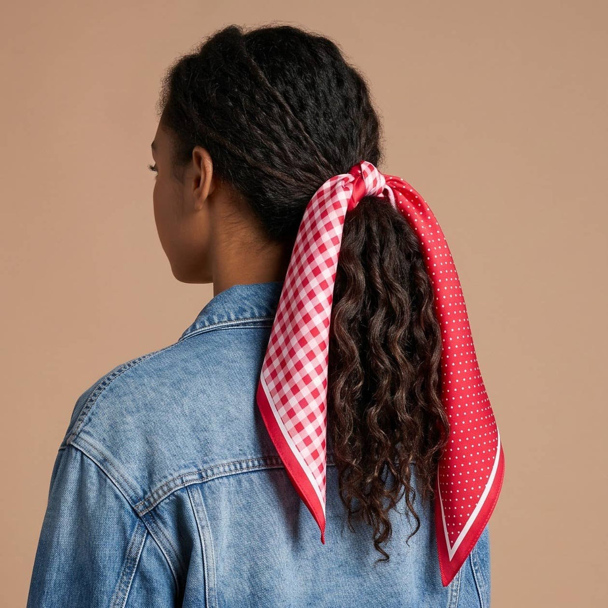 Gingham Red Twirl & Tie Scarf