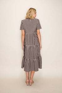 Plaid Flowy Tiered Midi Dress
