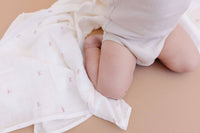 Muslin Swaddle Pink Bow Baby Shower Girl Organic Cotton Gift