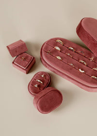 Square Velvet Jewelry Box - Dusty Rose