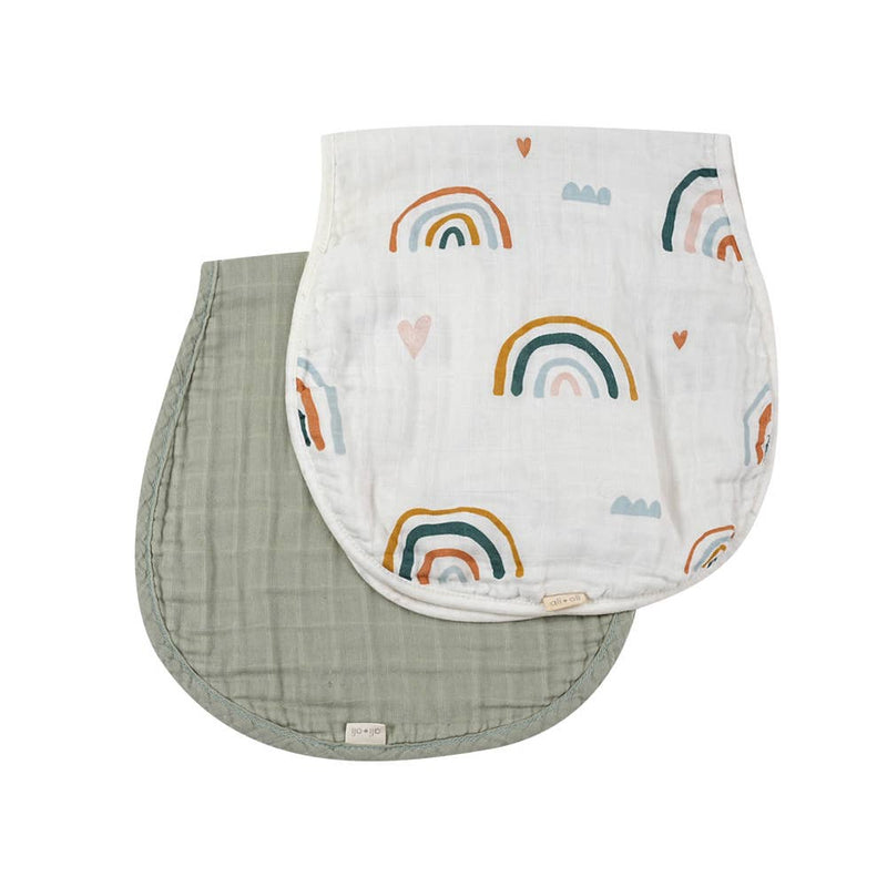 Bamboo Muslin Burp Cloth Set 2-Pack (Rainbow/Apple)