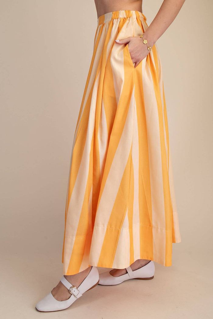 Yellow Striped Maxi Skirt