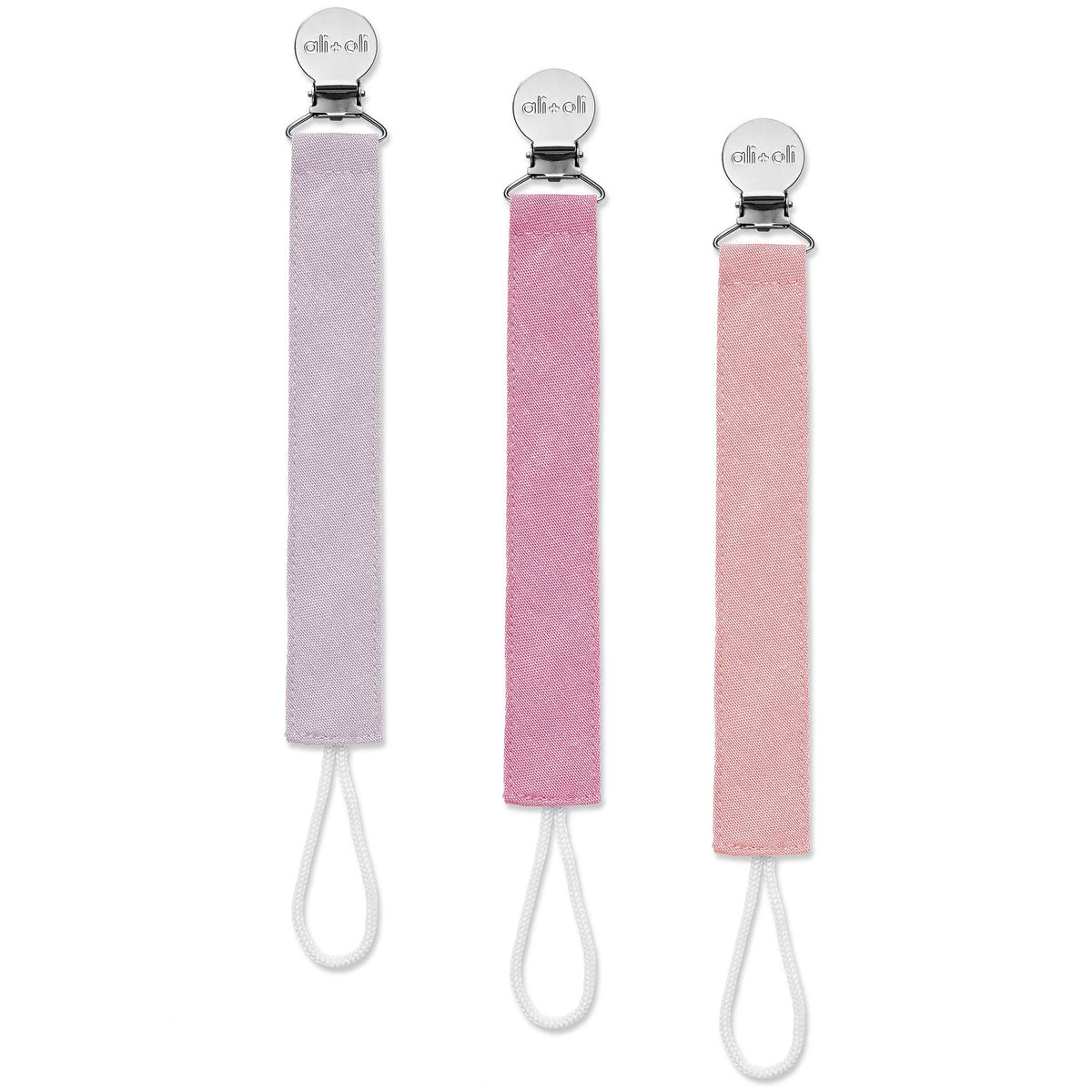 Ali+Oli Linen Pacifier Clips (Flamingo)