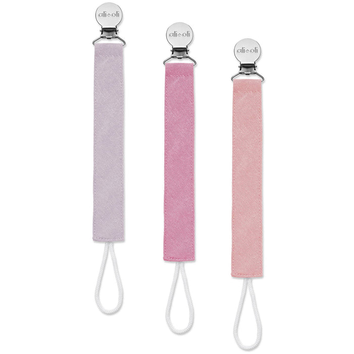Ali+Oli Linen Pacifier Clips (Flamingo)