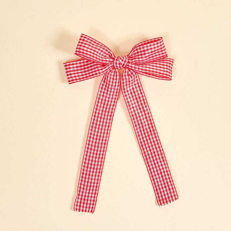 Double Take Hair Bow–Gingham Red