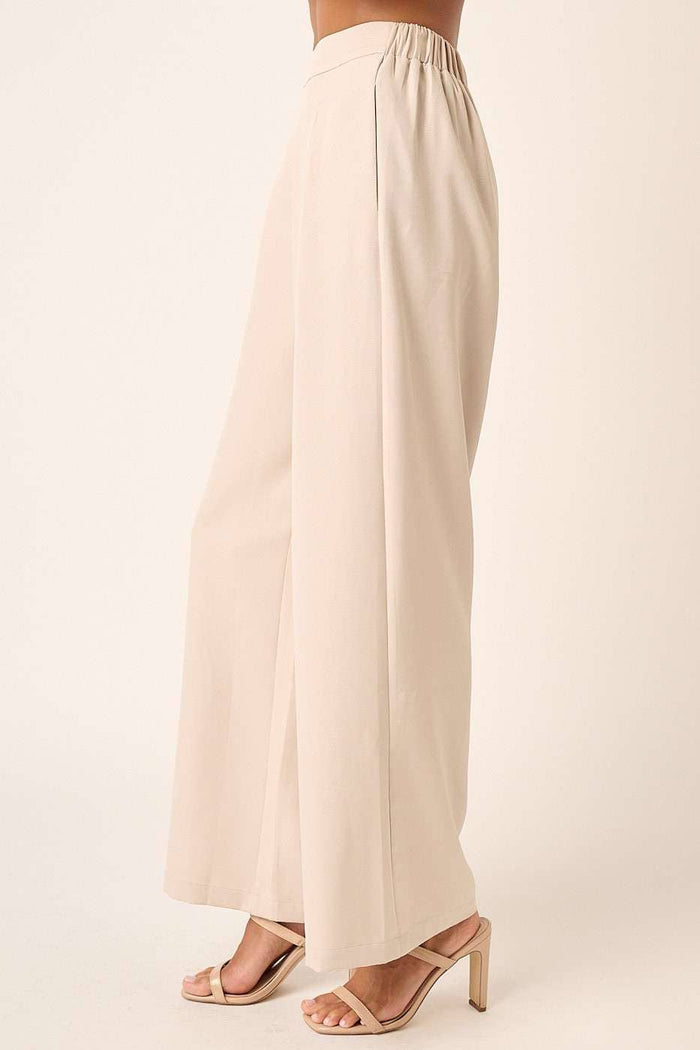 Beige Wide Leg Dress Pants