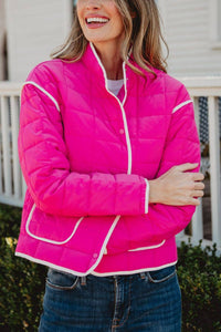 Hot Pink Quilted Trim Jacket