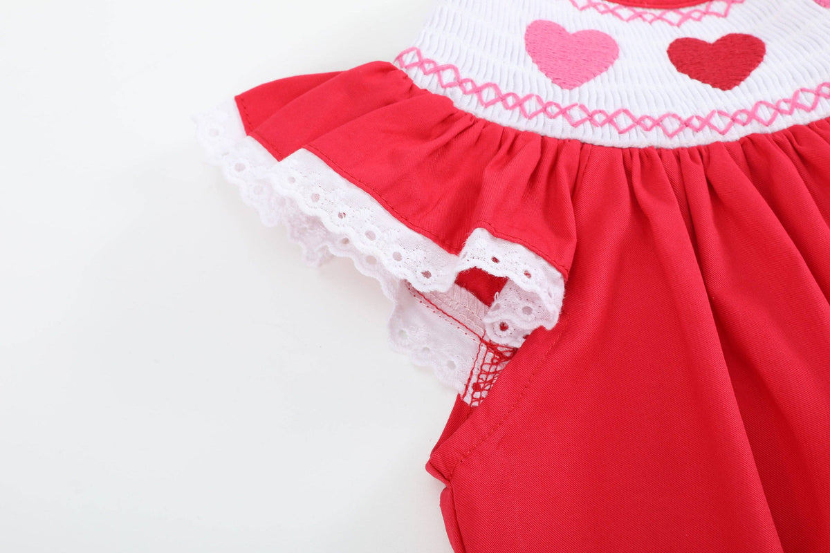 Red Heart Smocked Bishop Dress