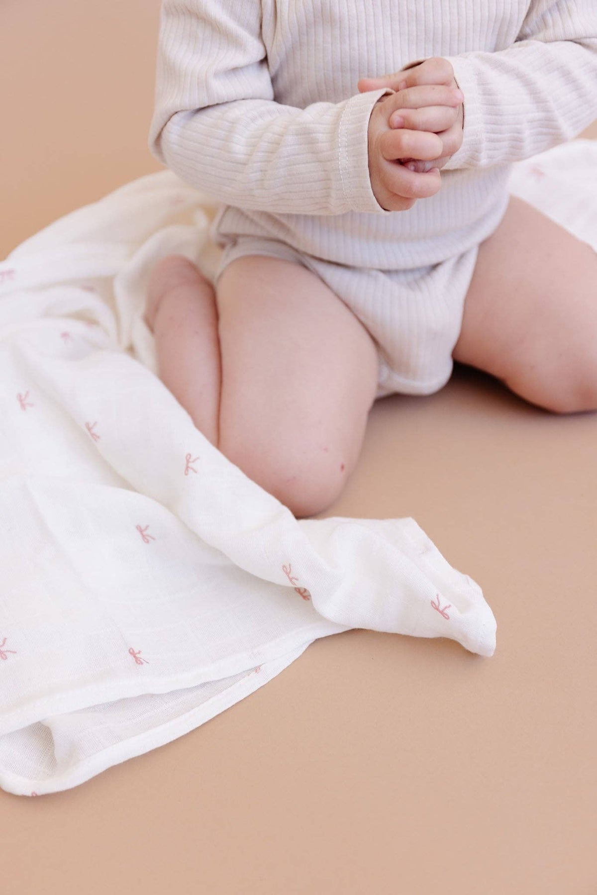 Muslin Swaddle Pink Bow Baby Shower Girl Organic Cotton Gift