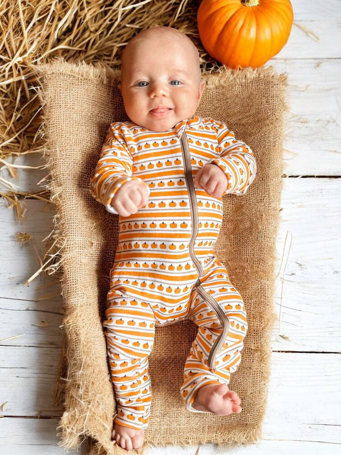 Pumpkin Stripe Romper