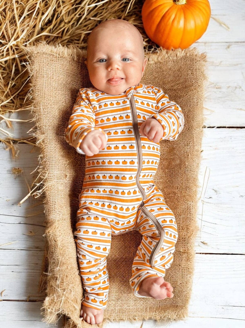 Pumpkin Stripe Romper