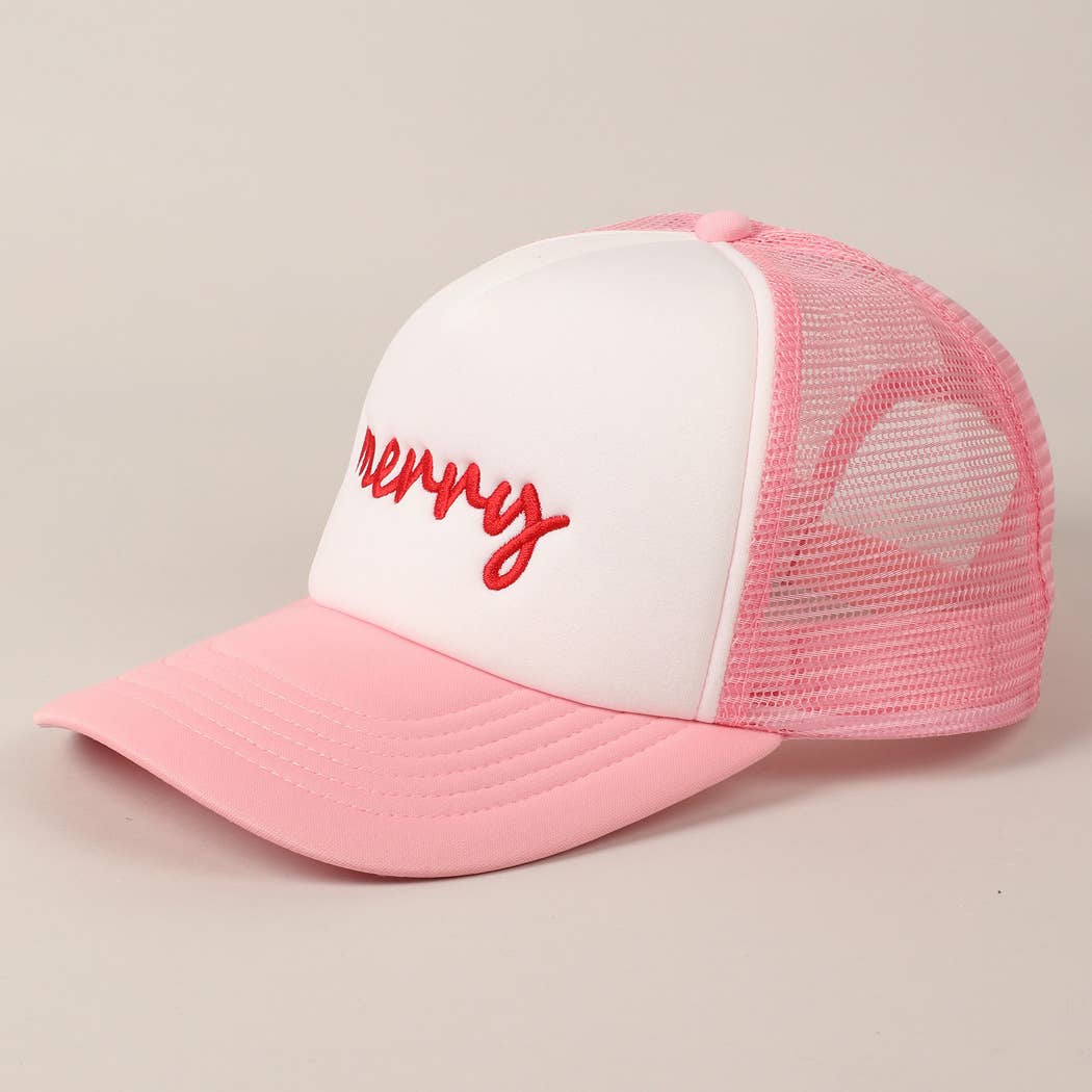 Merry  Embroidery Mesh Back Trucker Hat