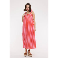 Striped Shoulder Tie Midi
