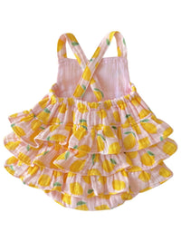 Lemon Muslin Ruffle Sunsuit