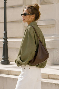 Olive Faux Suede Bomber Jacket