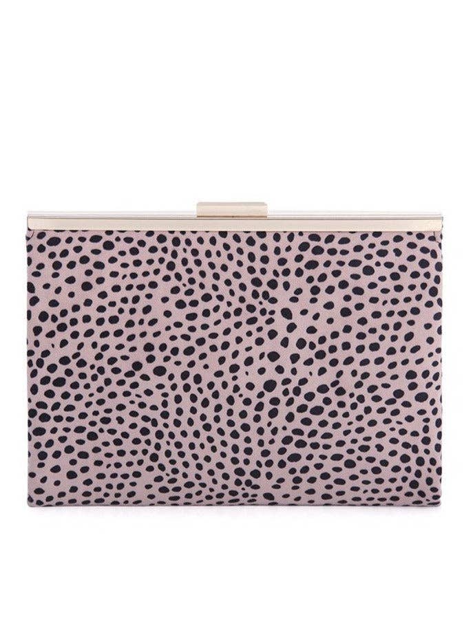 HARDING GOLD FRAME LEOPARD CLUTCH, PINK