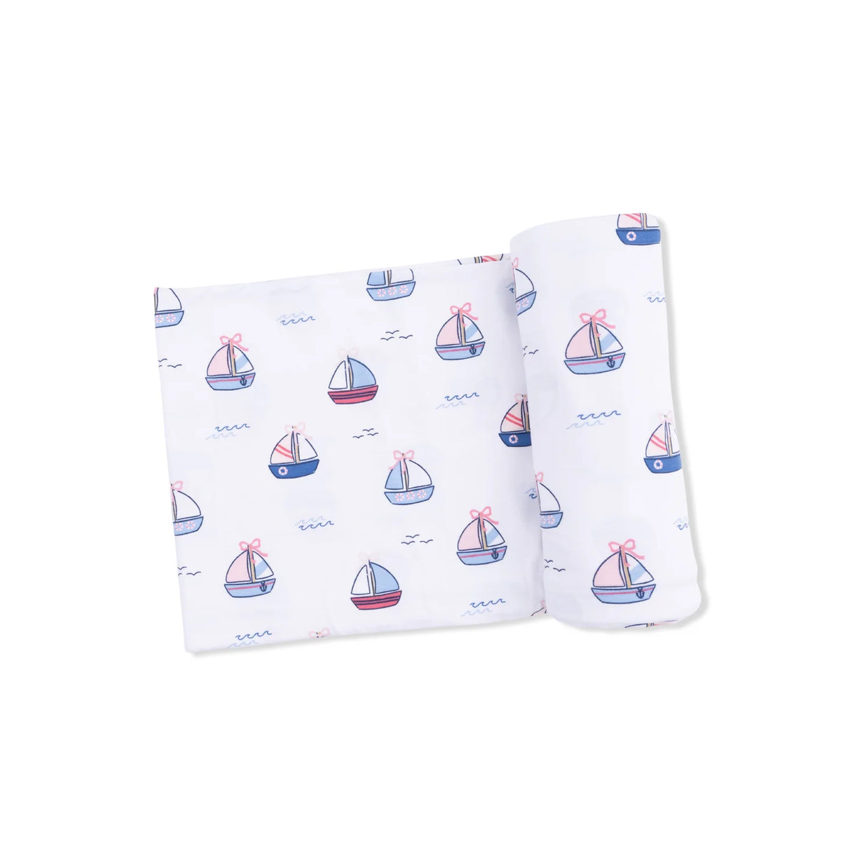 Bubbly Sailboats Swaddle Blanket - Pink