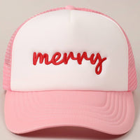 Merry  Embroidery Mesh Back Trucker Hat