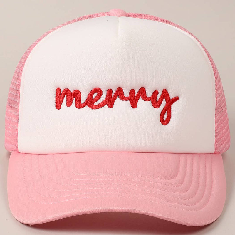 Merry  Embroidery Mesh Back Trucker Hat