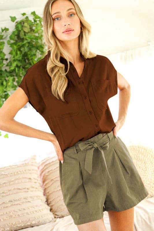 Brown Button Front Shirt