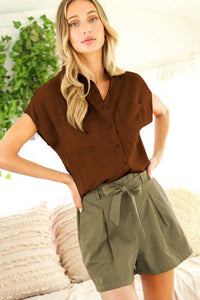 Brown Button Front Shirt