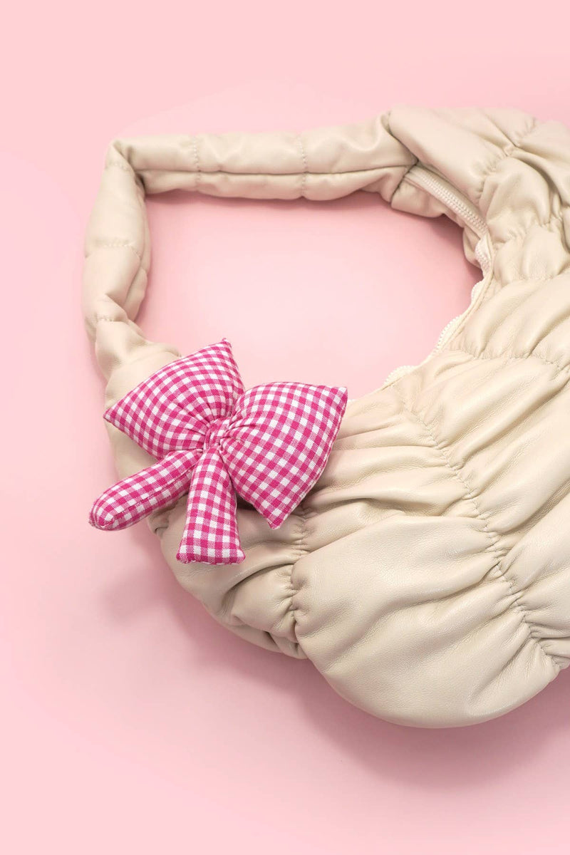 PUFFY CHECKER BOW BAG CHARM
