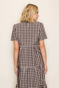 Plaid Flowy Tiered Midi Dress