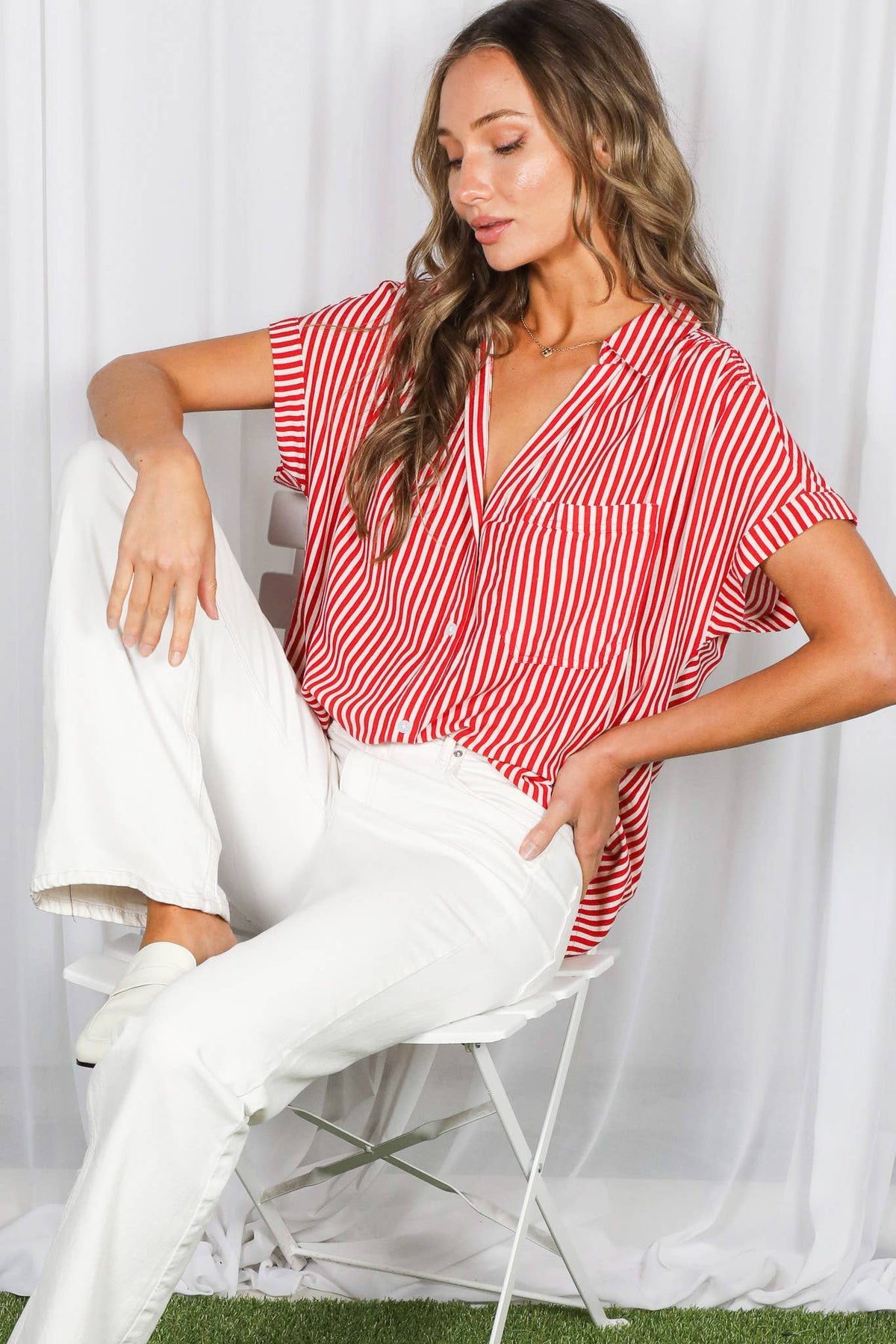 Red Striped Button Down