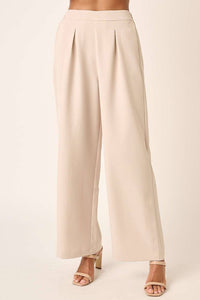 Beige Wide Leg Dress Pants