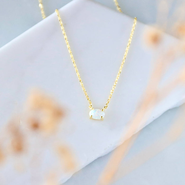 Mini Oval Opal Necklace